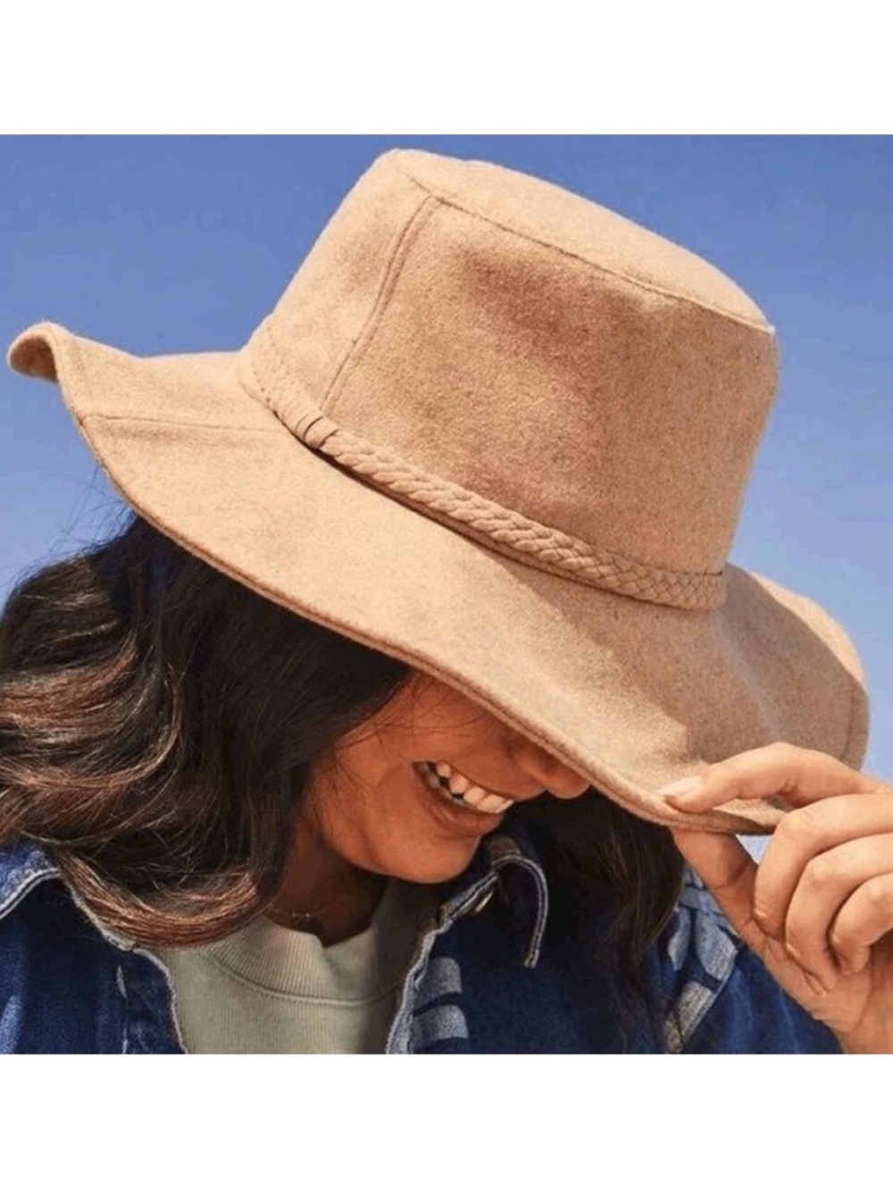 ASN | Harper Wide Brim Fedora Hat in Camel NWOT